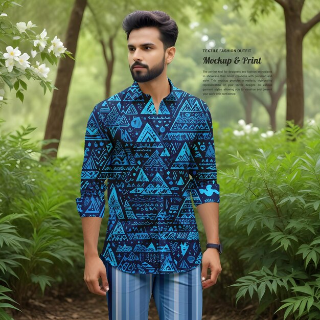 PSD indian fashion printed apparel mockup psd template