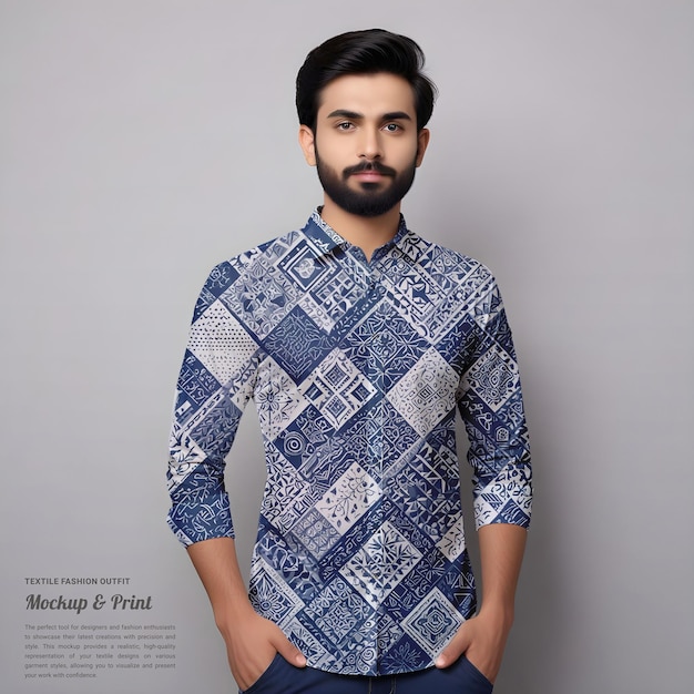 PSD indian fashion printed apparel mockup psd template