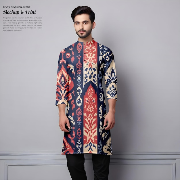 PSD indian fashion textile printed apparel mockup psd template