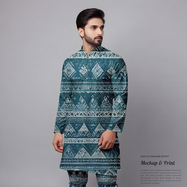 PSD indian fashion textile printed apparel mockup psd template