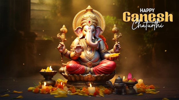 indian festival ganesh chaturthi concept vinayak ganpati bappa morya