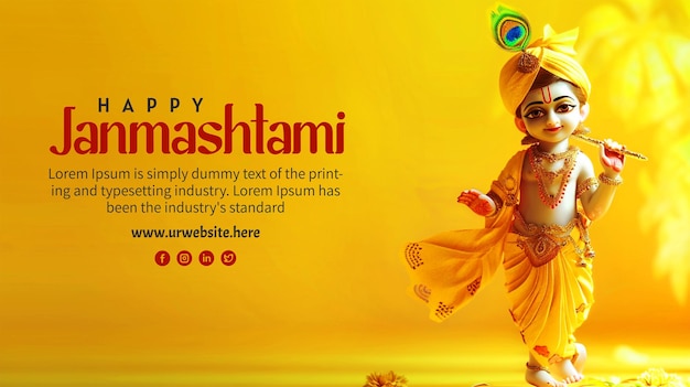 Indian festival happy janmashtami cultural banner design