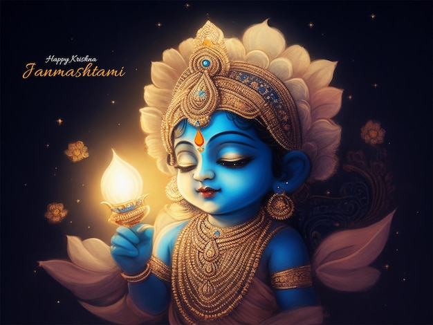 Indian festival Janmashtami background The birth of lord Krishna