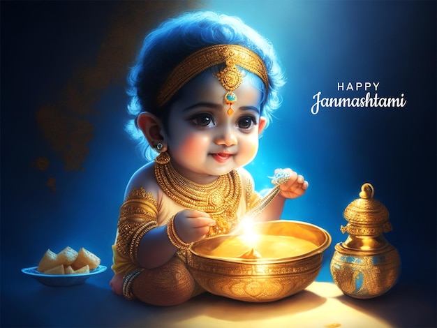 Indian festival Janmashtami background The birth of lord Krishna