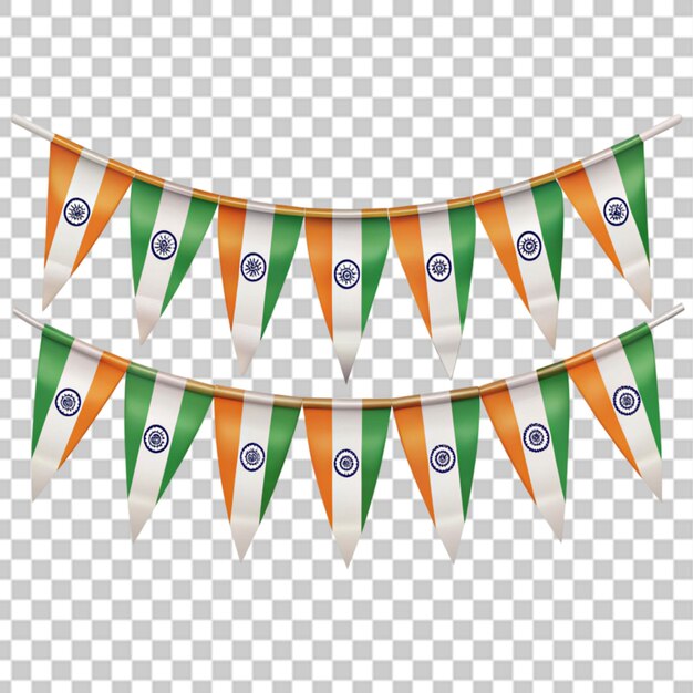 PSD indian flag bunting on transparent background