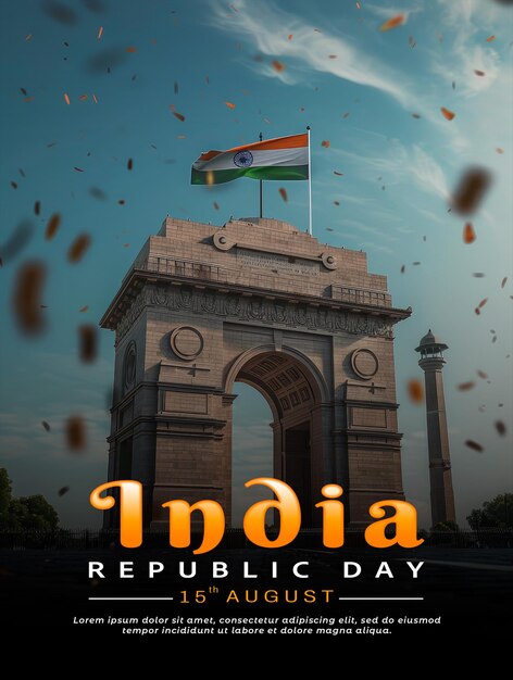 PSD an indian flag with the words independence day