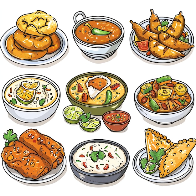 indian food indian illustration