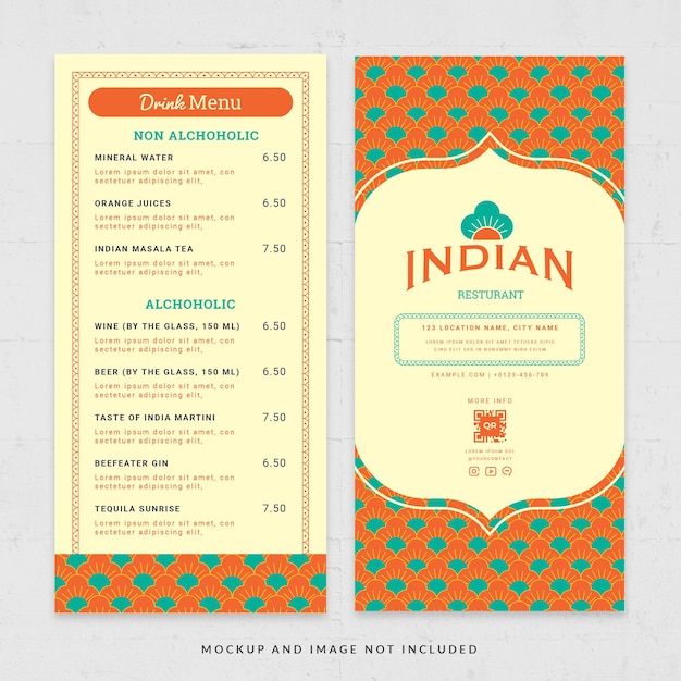 PSD indian food menu in vibrant flyer template for psd v1