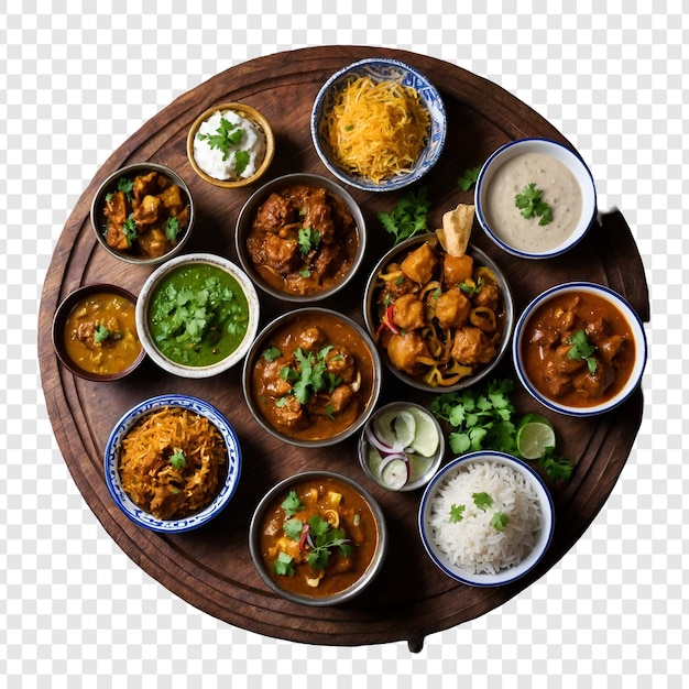 Indian foods isolated on transparent background