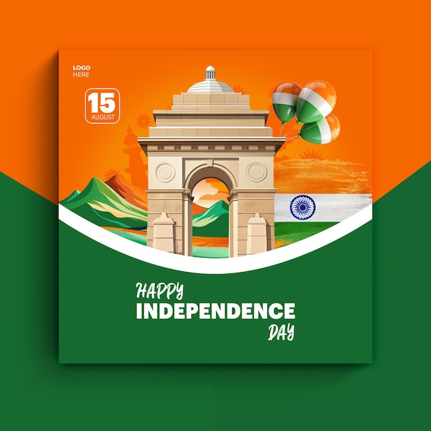 indian independence day celebration design Psd Template