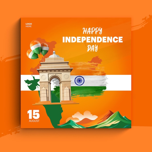 indian independence day celebration design Psd Template