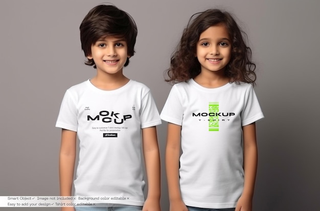 Indian Kids Tshirt Mockup Girl and Boy Combination