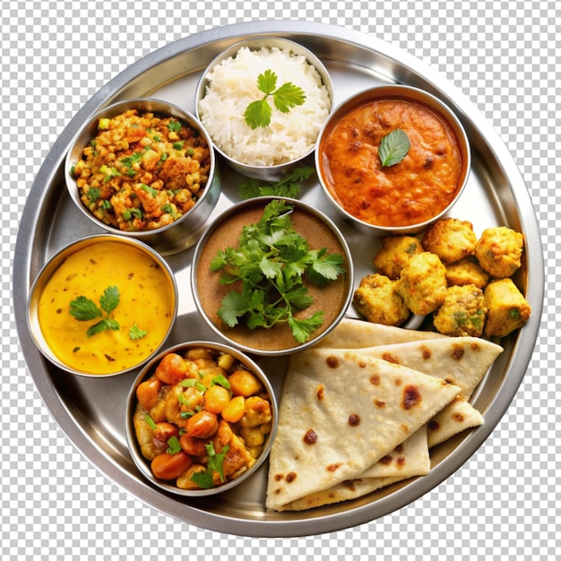 Indian mini meal parcel platter or combo thali wit