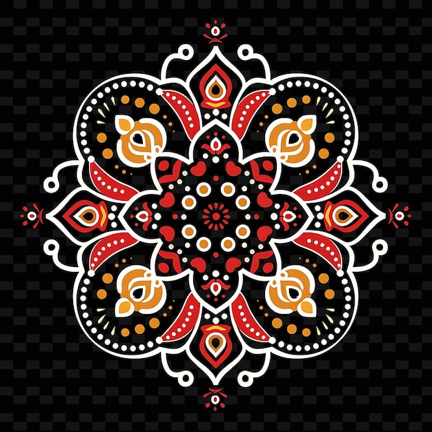 Indian Rangoli With Symmetrical Curves Borderline Design Emb PNG Unique Stylized Motifs Designs