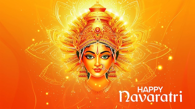 Indian religious Happy Navratri festival greeting yellow background