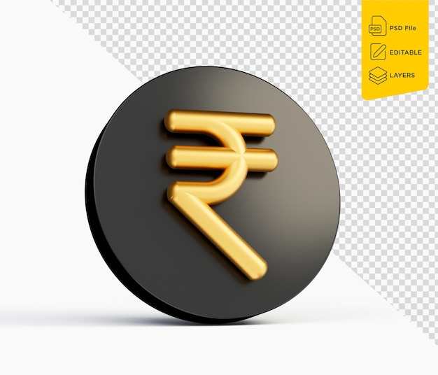 PSD indian rupee symbol increase and decrease icon money 3d illustration isolated on white background