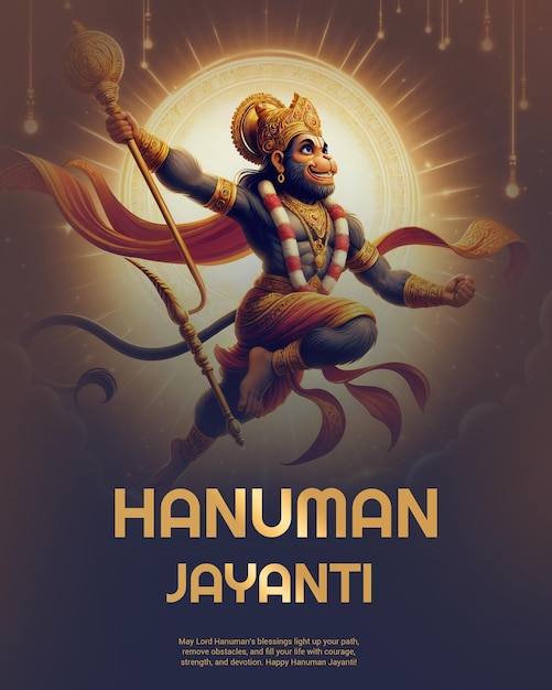 Indian Spiritual God Hanuman Jayanti Bajrang Bali Celebration Social Media Post Template