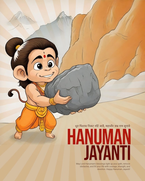 Indian Spiritual God Hanuman Jayanti Bajrang Bali Celebration Social Media Post Template