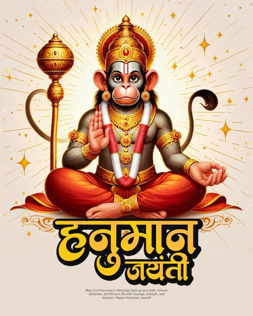 Indian Spiritual God Hanuman Jayanti Bajrang Bali Celebration Social Media Post Template