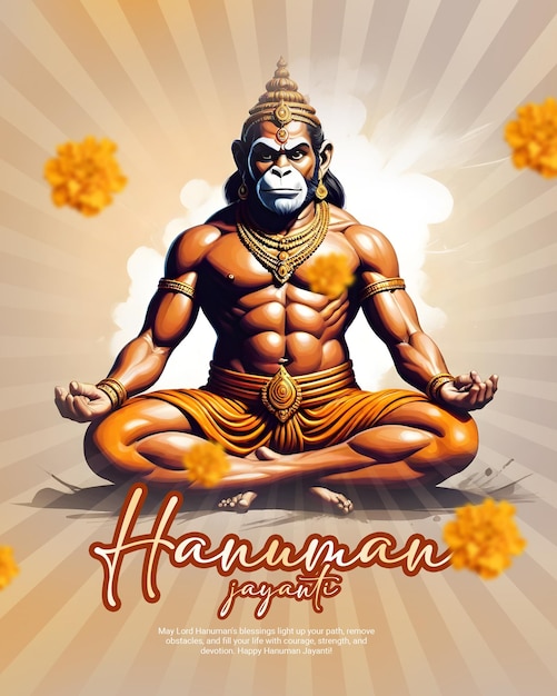 PSD indian spiritual god hanuman jayanti bajrang bali celebration social media post template