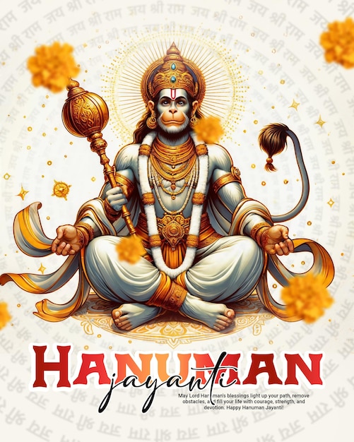 PSD indian spiritual god hanuman jayanti bajrang bali celebration social media post template