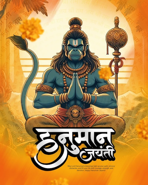 Indian Spiritual God Hanuman Jayanti Bajrang Bali Celebration Social Media Post Template