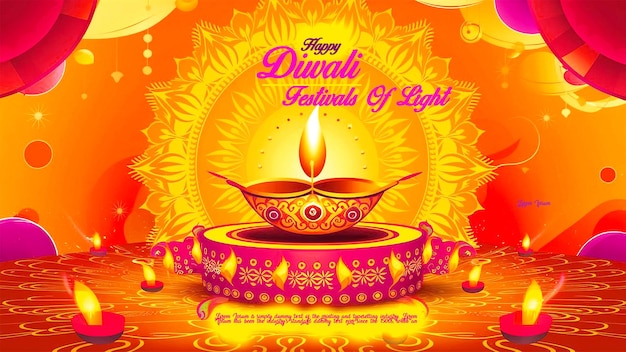 Indian style happy Diwali wishes card background design template