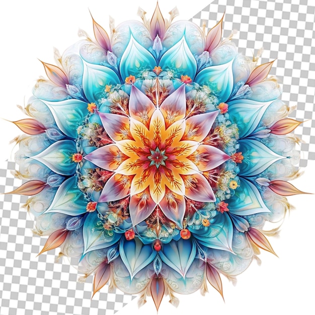 PSD indian traditional mandala art on transparent background ai generated