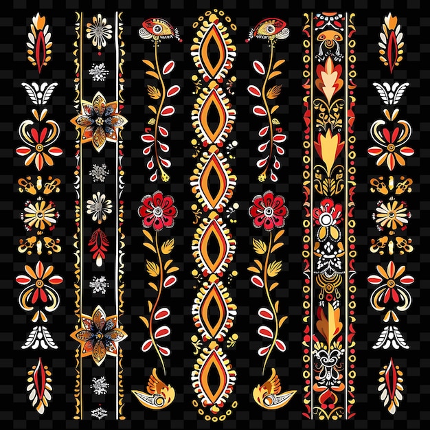 PSD indian with floral and animal motifs borderline design decor png unique stylized motifs designs