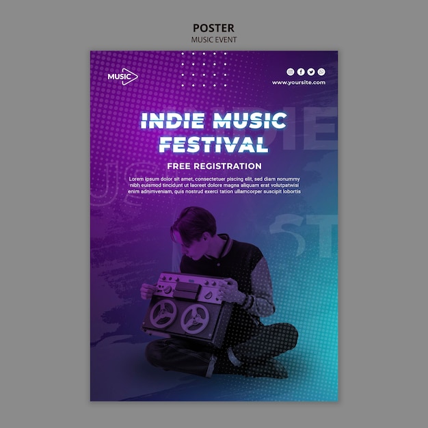 Indie music festival poster template