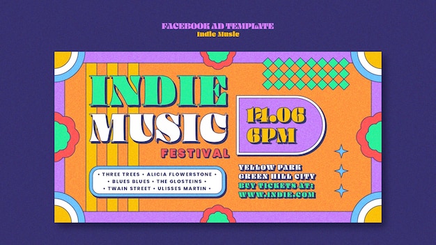 PSD indie music template design