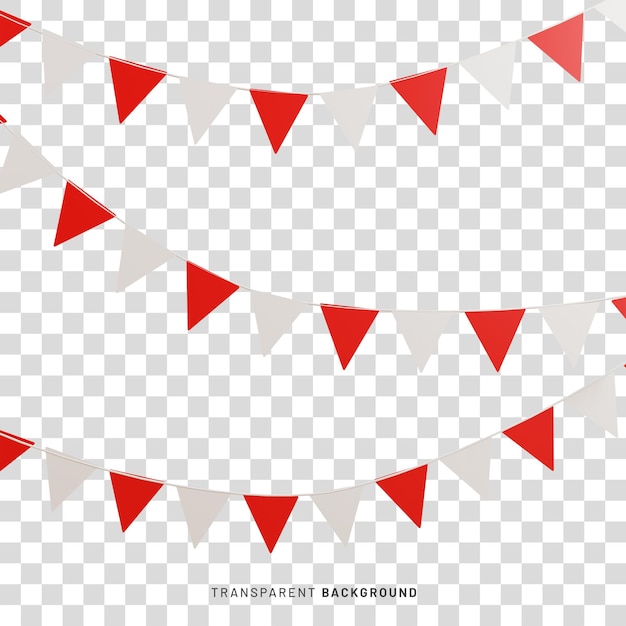 Indonesia independence day 17 august with 3d rendering triangle party banner