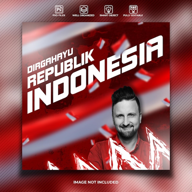 Indonesia independence day social media feed post template