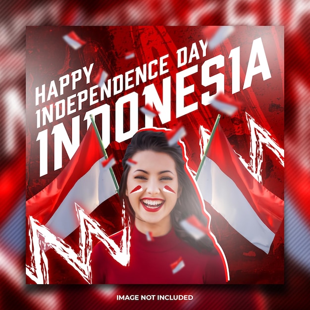 Indonesia independence day social media post template