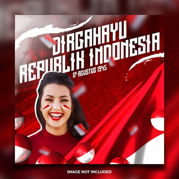 Indonesia independence day social media post template