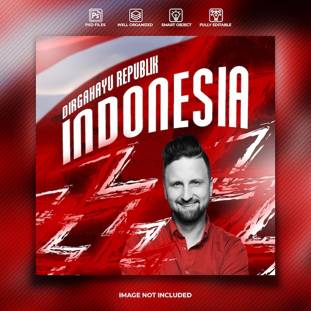 Indonesia independence day social media post template