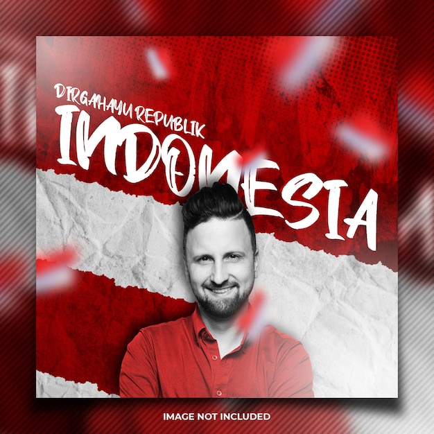 Indonesia independence day social media post template