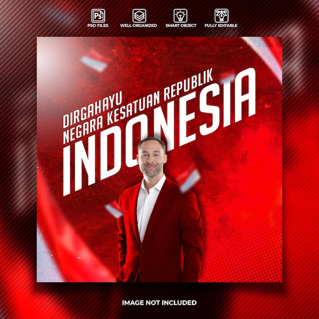 Indonesia independence day social media post template