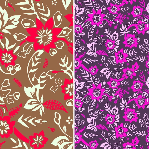 Indonesian Batik Patterns With Intricate Floral and Plant Mo Creative Abstract Geometric Vector