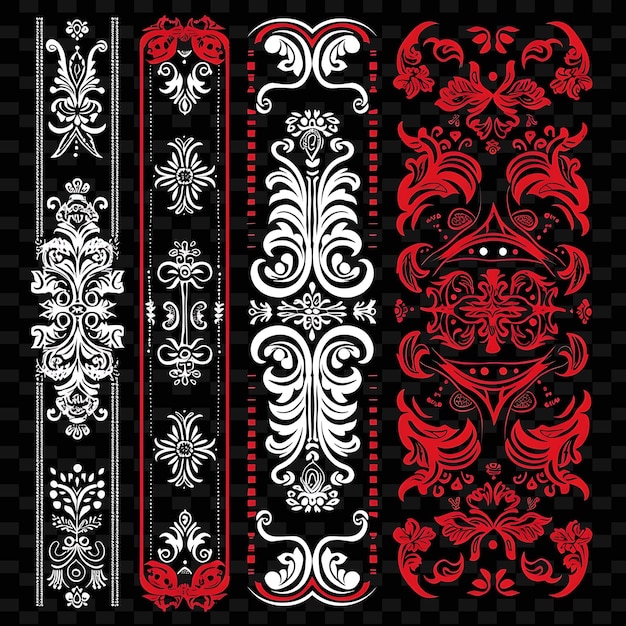 Indonesian Batik With Floral and Animal Motifs Borderlines D PNG Unique Stylized Motifs Designs