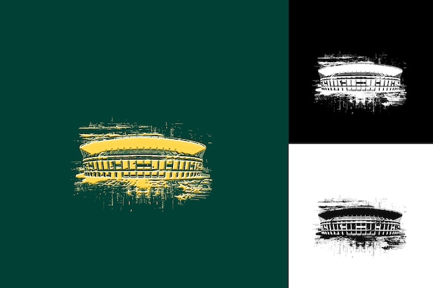 PSD indonesian national stadium stadion nasional with a grunge s culture inspired abstract vector design