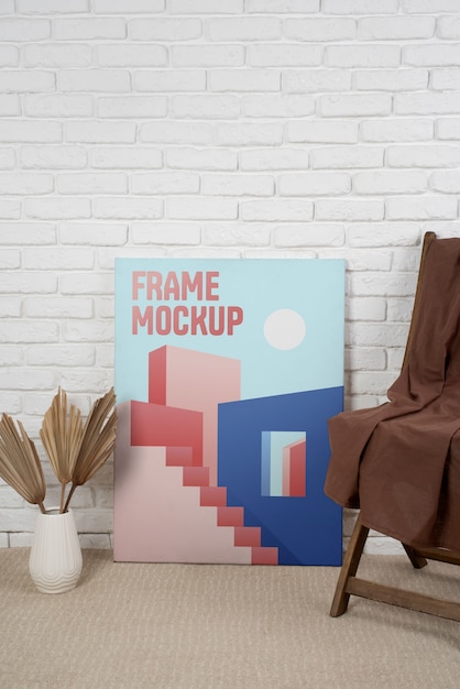 Indoor frame mock-up design with chair