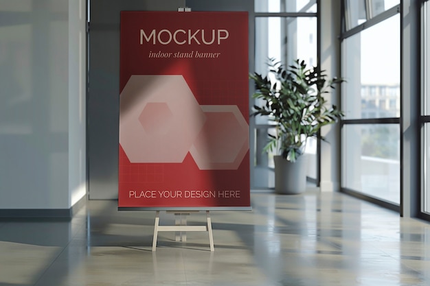 Indoor stand banner mockup design