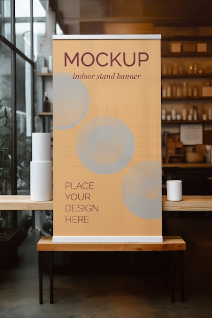 Indoor stand banner mockup design