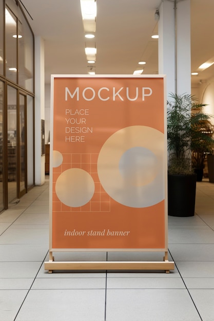 Indoor stand banner mockup design