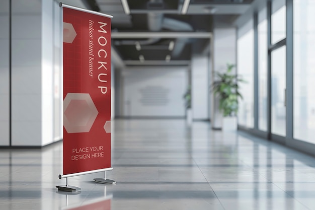 Indoor stand banner mockup design