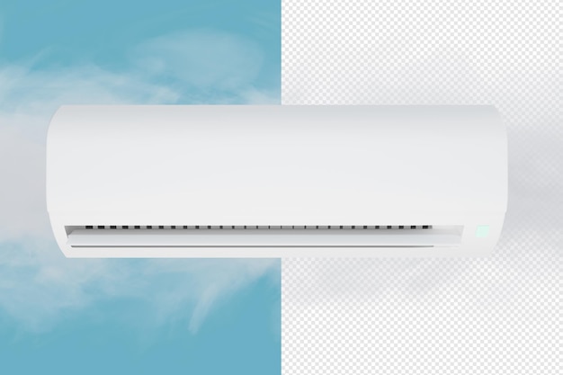 the indoor unit of the air conditioner on the background of the cloud transparent background 3d