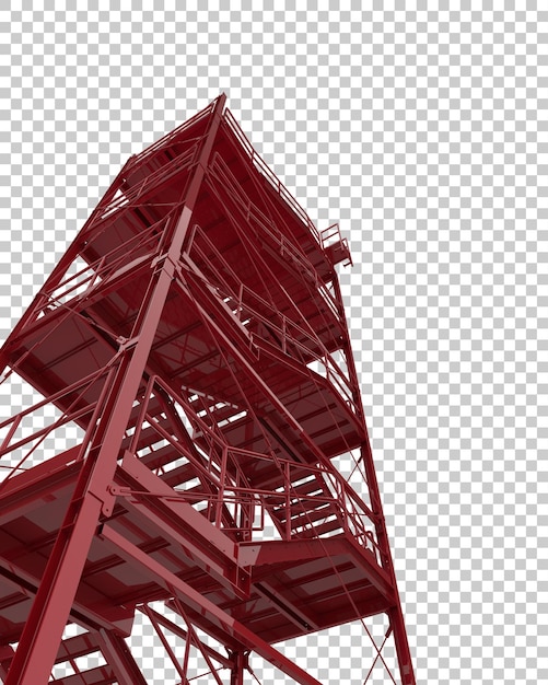 PSD industrial exterior staircase isolated on transparent background 3d rendering illustration