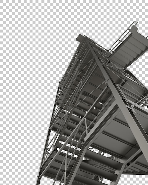 PSD industrial exterior staircase on transparent background 3d rendering illustration