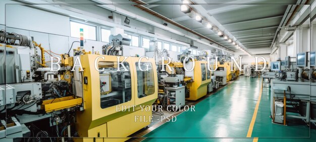 PSD industrial factory with yellow production machinery